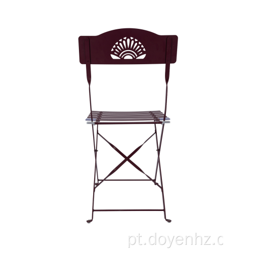 Cadeira de ripas dobrável de metal ao ar livre com padrão em leque